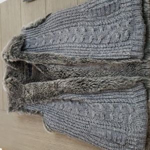 Zara Faux Fur Cable Knit Vest